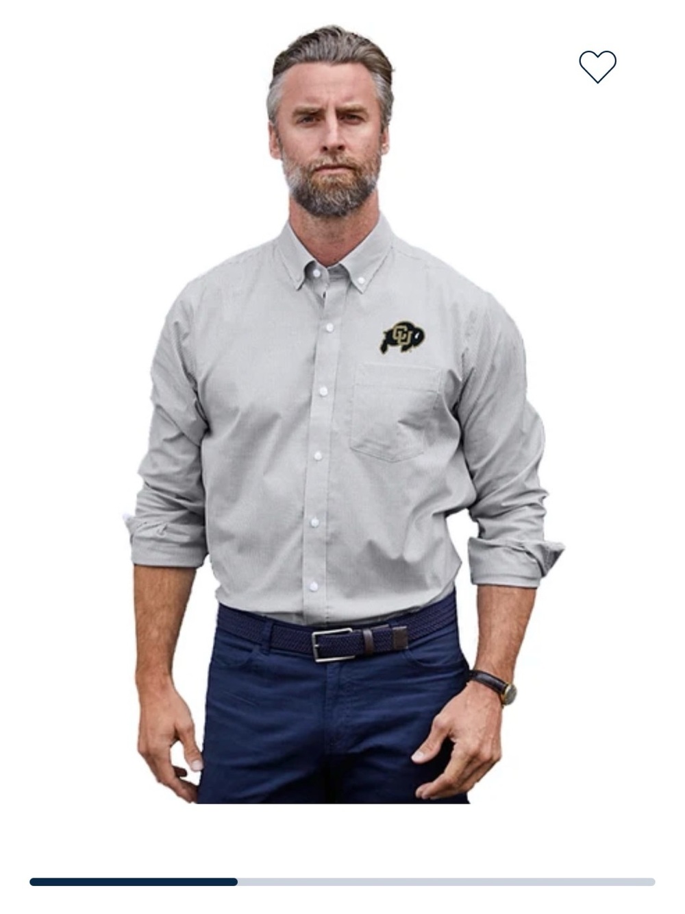 Colorado Buffaloes, Cutter & Buck,  Stretch Oxford Stripe Mens Long Sleeve. XXL